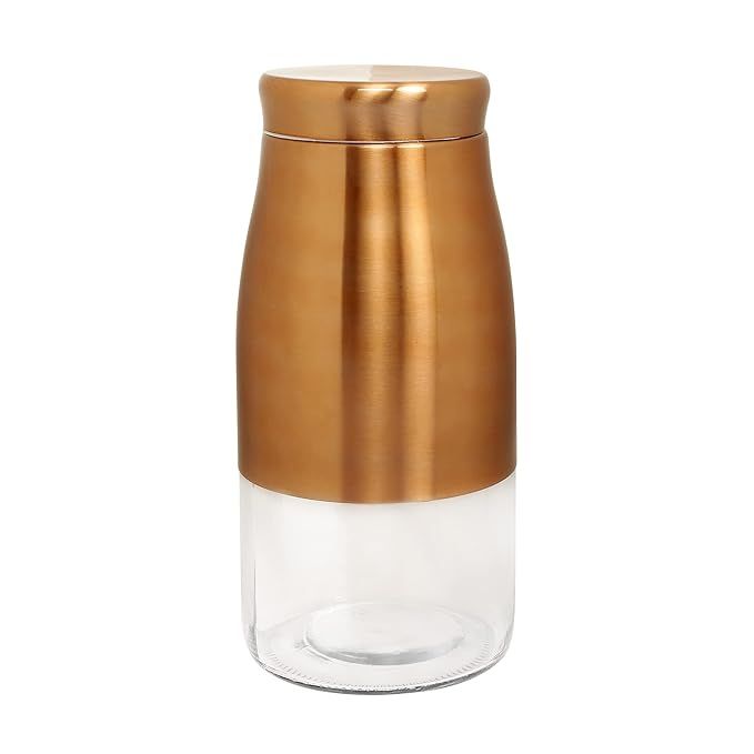 

Rose Gold Finish - Bell Bottom Glass Jars for Sugar,Cereal, Spices, Pulses and other Kitchen Storage 2250ml, Set of 1