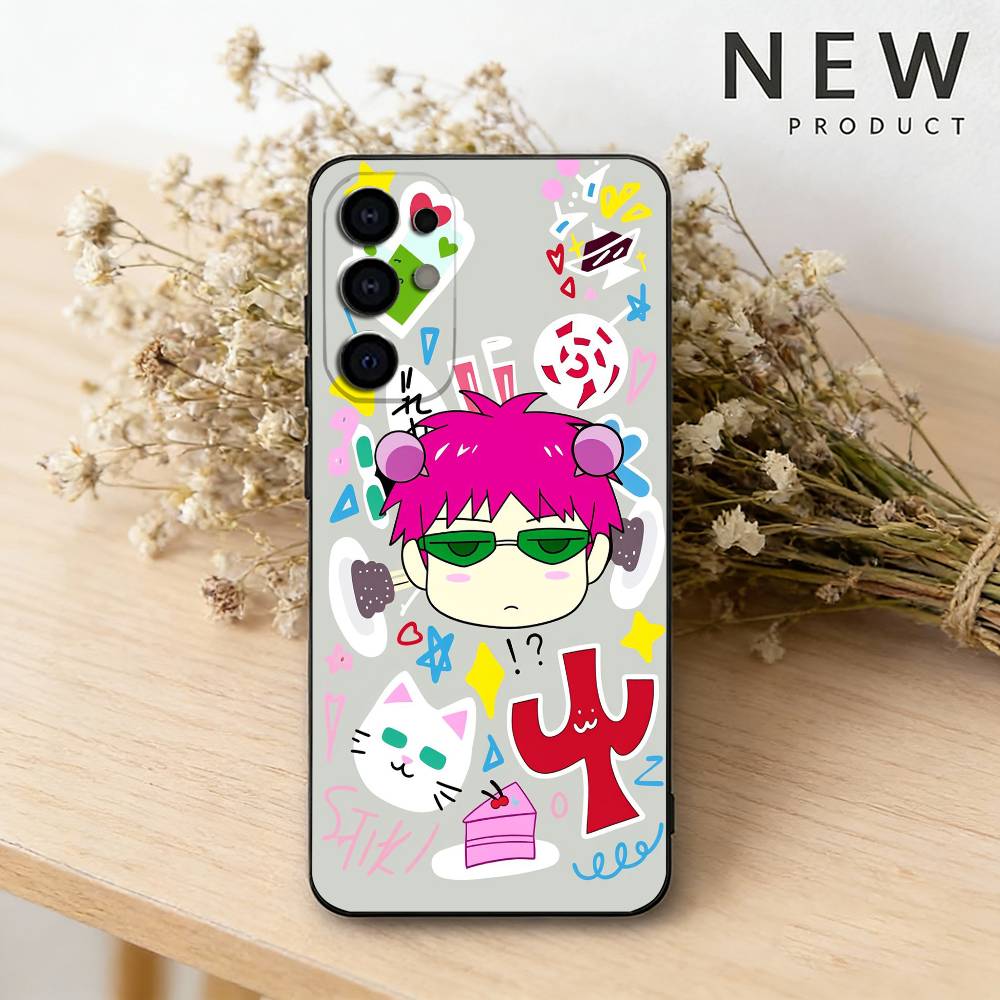 

Чехол для телефона S-Saiki Anime Kusuo для Samsung S26,25,24,23,22,30,21,10,9,Ultra,Plus,Lite Черный Мягкий Чехол Samsung S26