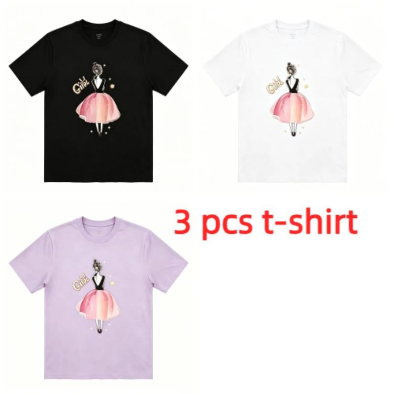 Fun The Girl Waiting Print Women's T-Shirts Summer Fashion Street Outdoor Casual T-shirt Tops for Men's and Women's Tees Top