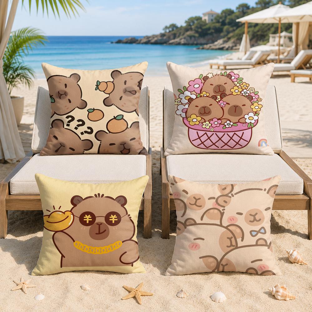 Caybara Cute Cartoon Cushion Cover Silky Short Plush Invisible Zipper Dustproof Sofa Pillow Case For Home Decor