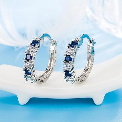 Aquamarine Earrings Femininity Diamond-Set Rubillin Earrings Purple Diamond Crystal Ear Buckle Jewelry