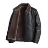 Leather Jacket Middle-aged and Elderly Men's PU Leather Jacket Autumn and Winter Korean Version Trendy Lapel Collar Business Jacket