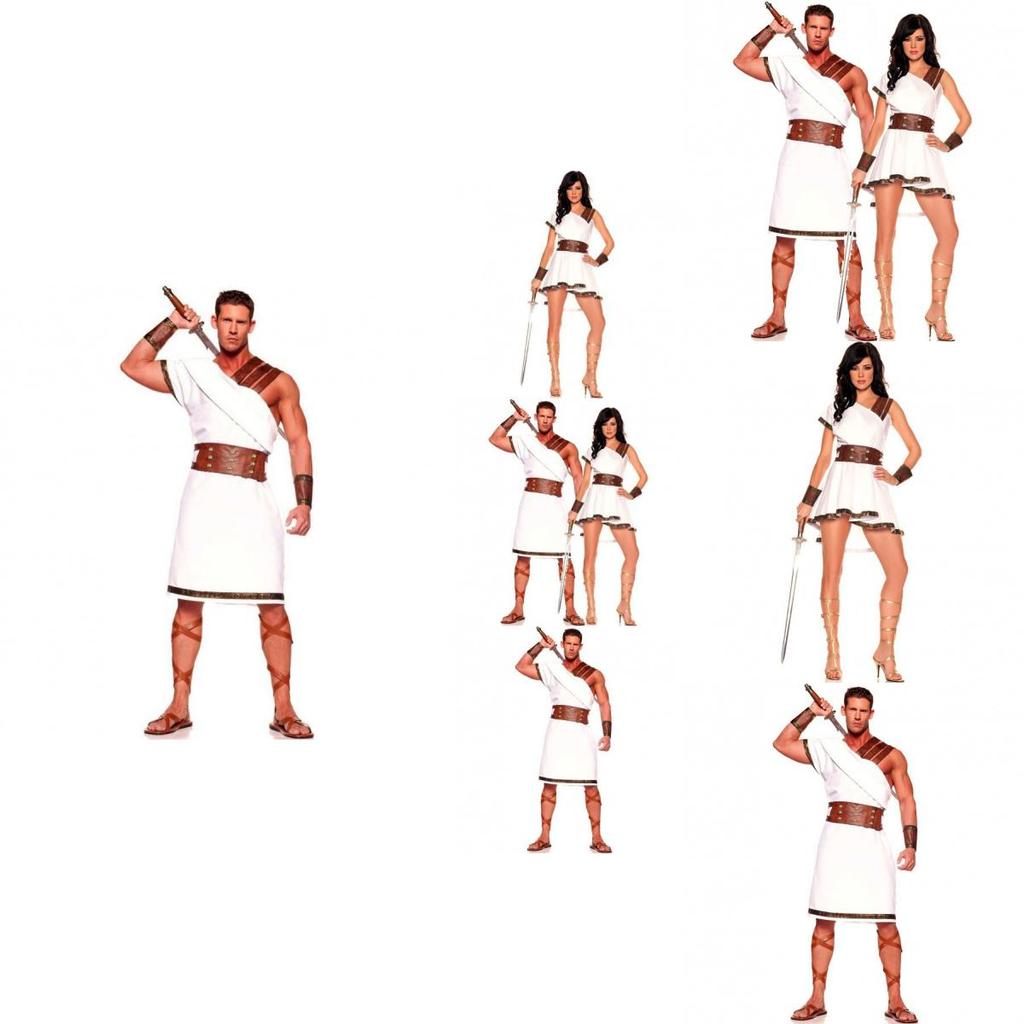 Costume di Halloween Unisex Taglia M XL per Adulti, Abito da Guerriero Greco Egiziano per Coppie Cosplay
