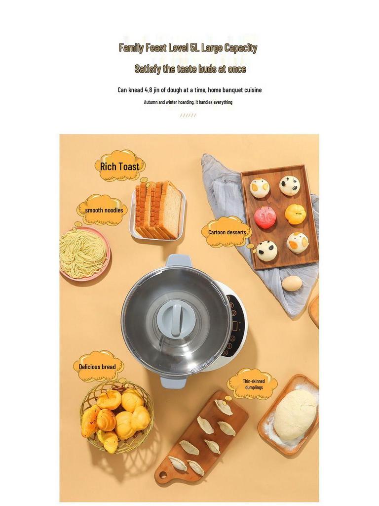 Kompakter automatischer elektrischer Teigkneter & Teigmischer: Multifunktionale Küchenmaschine zum Kneten, Schlagen und Fermentieren