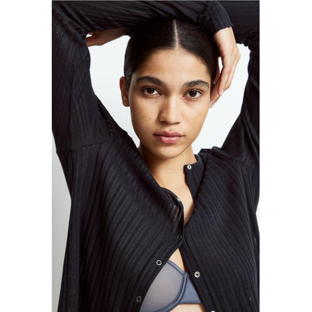 

Кардиган вязки в рубчик HM, черный