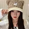 Sweet and cute leopard print cat ears cap female sweet and cool wide brim enlarged baseball cap fashionable big head circumference hat