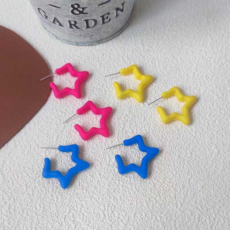 Colorful Five-Pointed Star Stud Earrings: Spring/Summer 2026 Dopamine Design, Fresh & Versatile Ear Cuffs