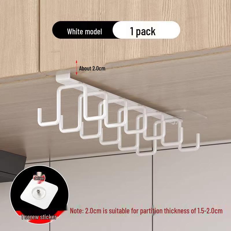 Double Row No-Drill Seamless Cabinet Door Hanging Storage Rack with Hooks
