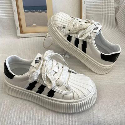 Striped Little White Shoes Children's Spring and Autumn New Ins Trendy Thick-soled Versatile Breathable Casual Board Shoes