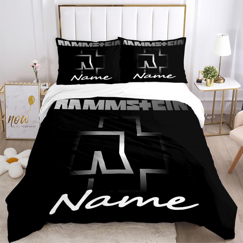 Custom Textile Rammstein Metal Bedding 3 Piece Set HD Print Duvet Cover Pillowcases for Teens Adult Bedroom Decoration