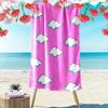 Cartoon Clouds Pattern On Pink Background Beach Towel Quick-drying for Travel Outdoor Sports Jogging Beach and Swimming
