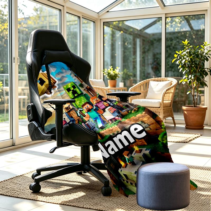 Custom Name Personalized Minecraft Print Blankets, Home Decor, Bedroom, Sofa, Camping, Couch, Gifts for Birthday Christmas