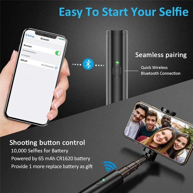 Lightweight Mini Aluminum Alloy Selfie Stick with Bluetooth Remote Extendable Stand for iPhone Mobile Phone Video LiveStreaming