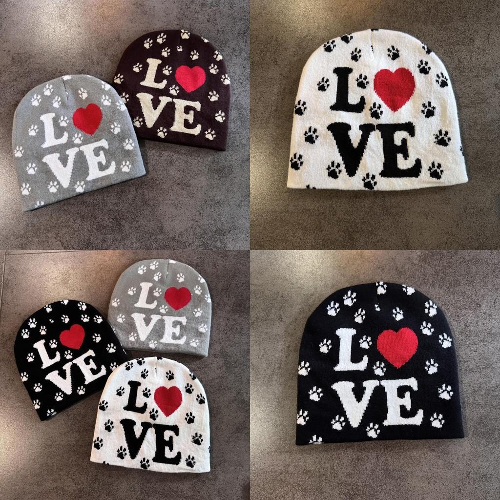 Love Letter Pattern Knitted Hat Cap With No Brim Style For Cold Seasons