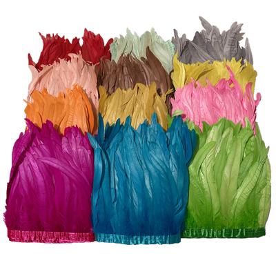 2Meters Colored Rooster Tail Feather Trim Ribbon Tape Black Pheasant Feathers for Crafts Carnival Party Decoration Decorative