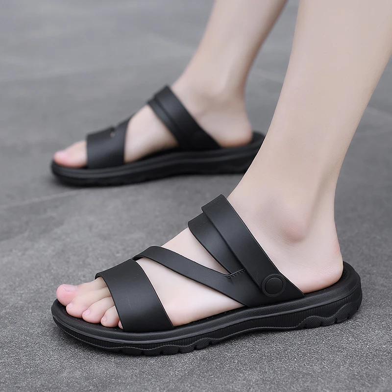 Summer Outdoor Casual Sandals for Men Sport Slippers PU Leather Non-slip Breathable Roman Shoes Beach Flip-Flop Garden Shoes