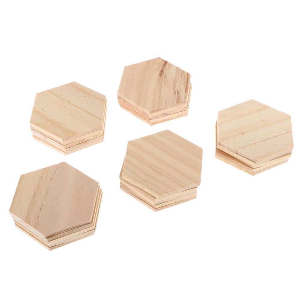 Unfinished Hexagon-Shaped Wood Pieces (25pc) – Wooden Coasters, Light Smooth to Paint, Stain,