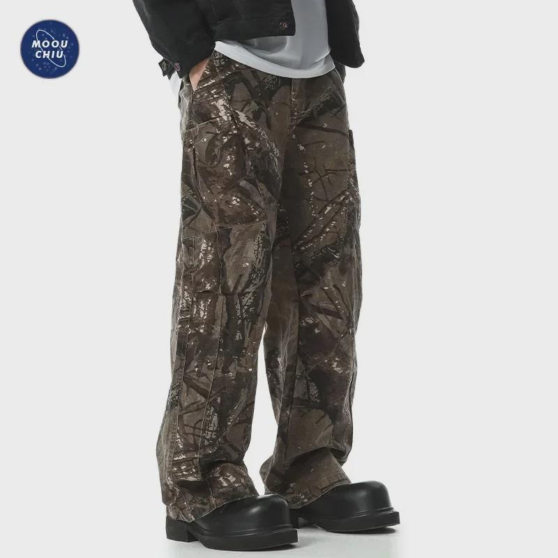 Pantaloni da lavoro mimetici dritti e larghi da uomo Muqiu – Stile casual da esterno
