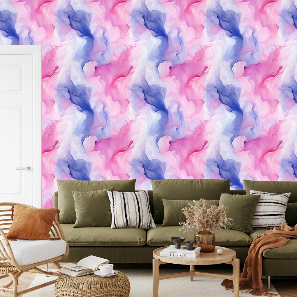 Wallpaper Pink and Purple Ink Powder Pink, Lavender Bottom 50x1000