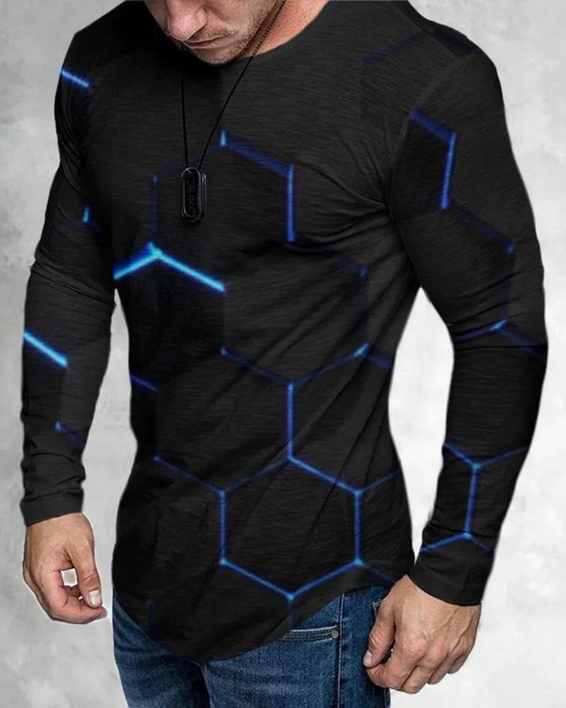 3D Digital Printing Men'S Trendy Casual Outer Wear Pullover Round Neck T-Shirt