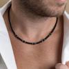 Herren Trendy Mattes Schwarzes Facettiertes Achat Halskette - Hip Hop Punk Stil, Edelstahl Schlüsselbein Kette