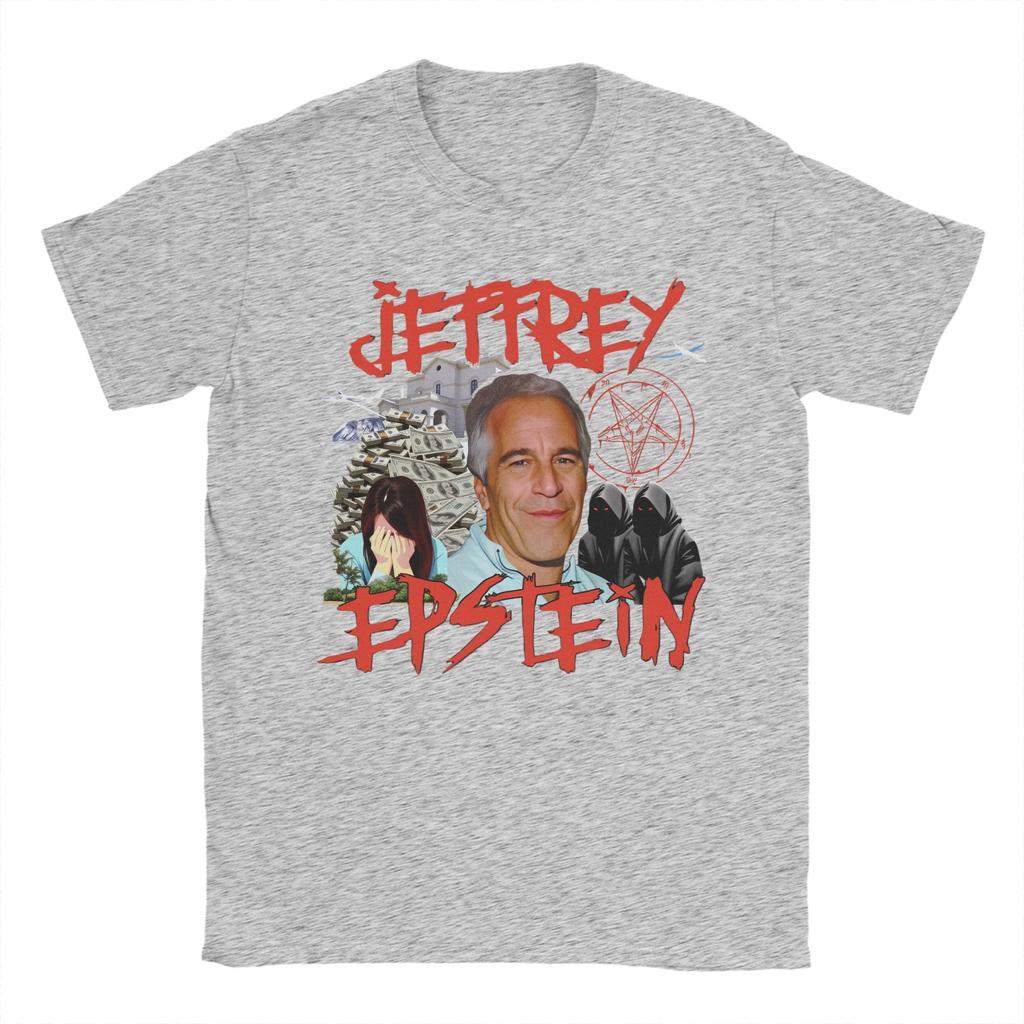 Funny Jeffrey Epstein T-Shirts for Men Crewneck Cotton T Shirts  Short Sleeve Tees Summer Men and Women High Quality Clothes