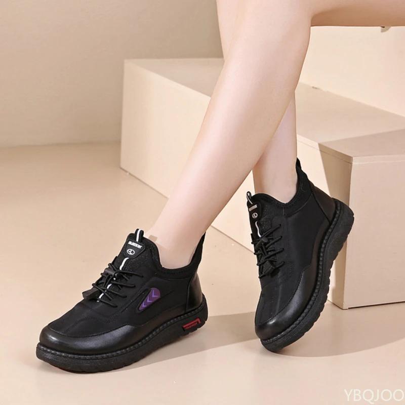 Fashionable Thick Soled Sports Shoes 2024 Winter Women's Vulcanized Shoes Anti Slip Waterproof Casual Warm Cotton Sports Shoes