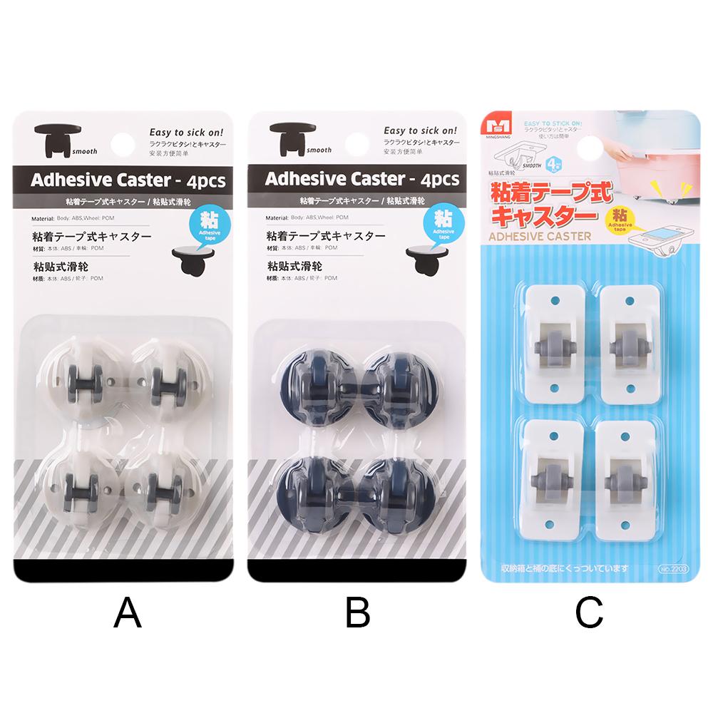 

No Scratches Self-Adhesive Sliding Rollers Storage Box Casters Furniture Pulley Trash Can Wheels