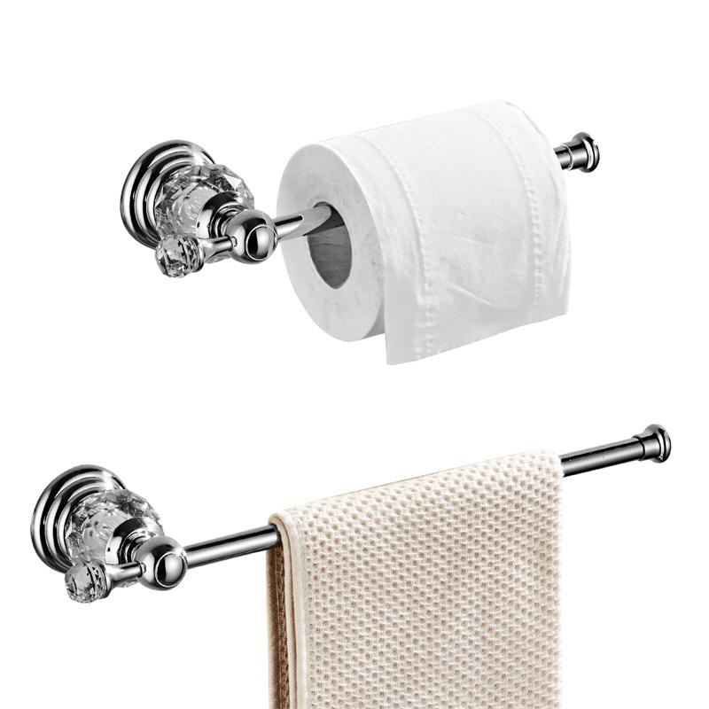 Crystal Toilet Paper Holder Golden Set