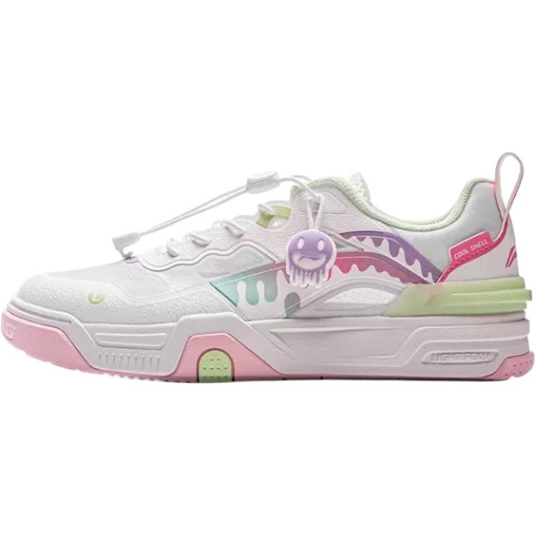 Li Ning Kids Fashion Trend Series Comfortable Versatile Non-Slip Wear-Resistant Low-Top Kids Skate Shoes Men skate shoes White YKCV056-2