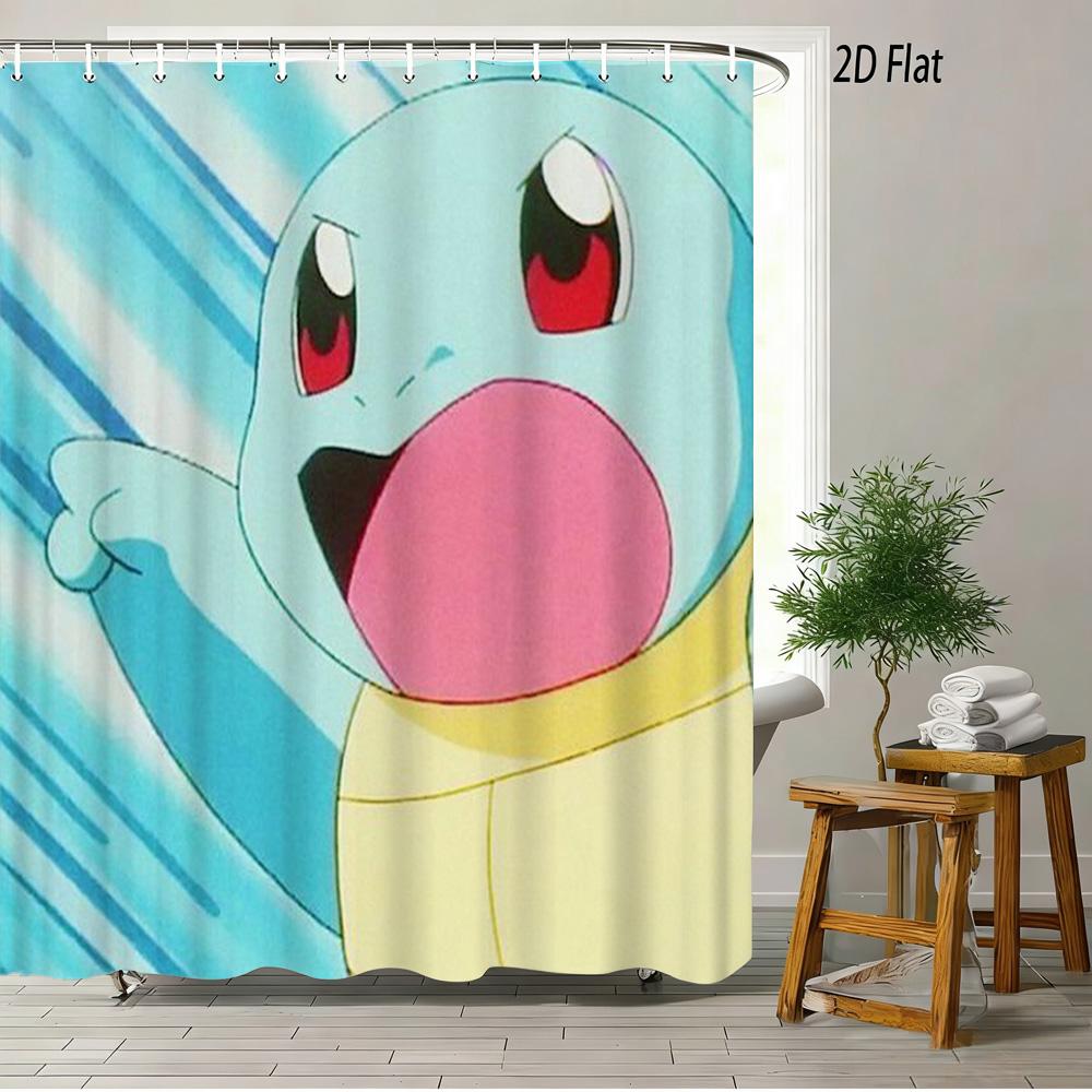 Pokmon Sword And Shield Bede & Allister With Chansey & Gengar Playful Prank Scene 2D Print Waterproof Shower Curtain, Clean Whi