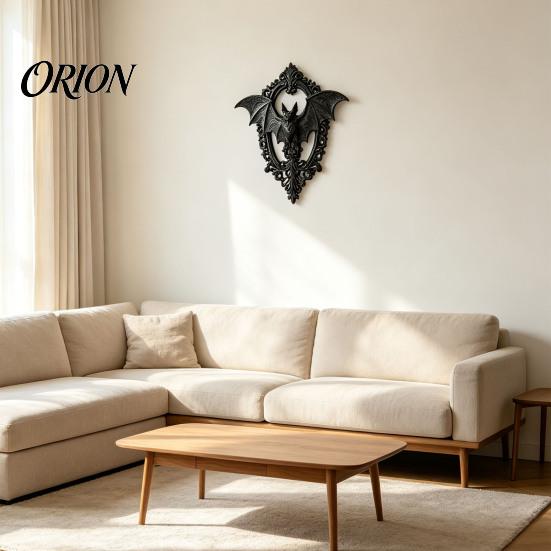 Dark Aesthetic Room Decor 3D Printed Gothic Bat Wall Hanging Decor, Vintage Frame Art, Detailed Wing Art Sculpture for Halloween Home Living