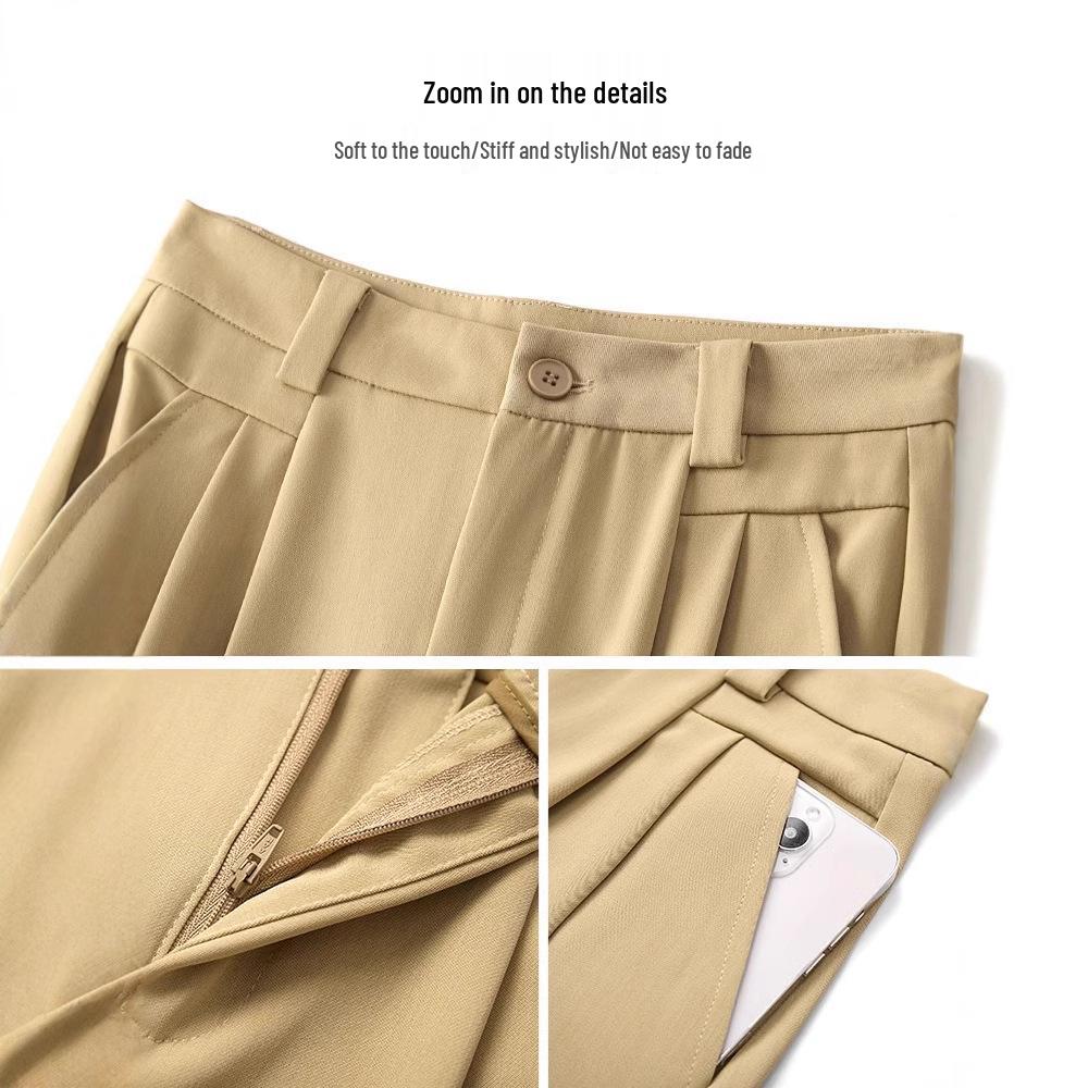 Women's High-End Yellow Wide-Leg Trousers - Spring/Autumn 2025 Style