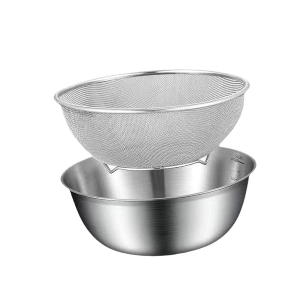 Stainless Steel Colander Basket with Basin Fine Mesh Strainer and Food Strainers Set