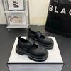 Fashion Women Casual Shoes Genuine Leather Mary Jane Single Shoes New Square Toe Soft Sole Versatile Velcro Shallow Mouth Single Shoes