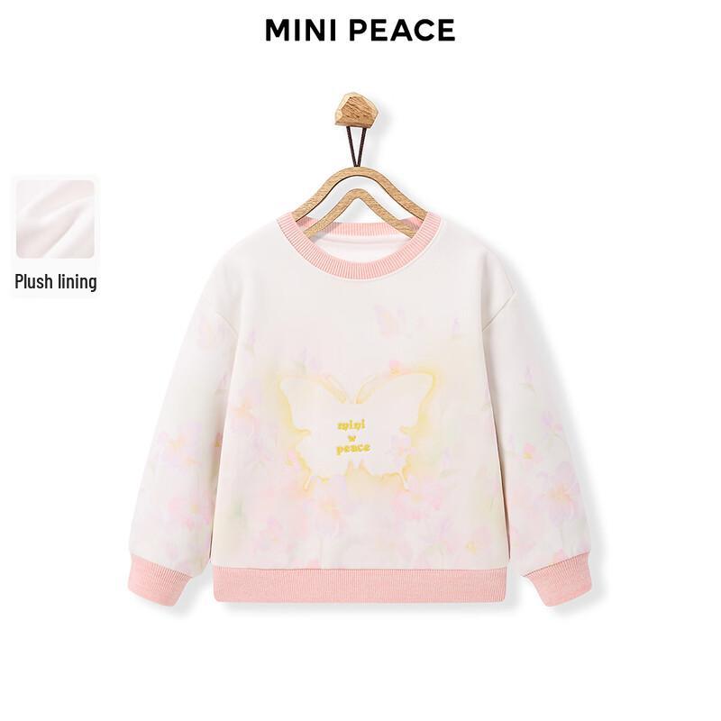 MiniPeace Girl s Fleece-Lined Butterfly Print Winter Sweatshirt 150