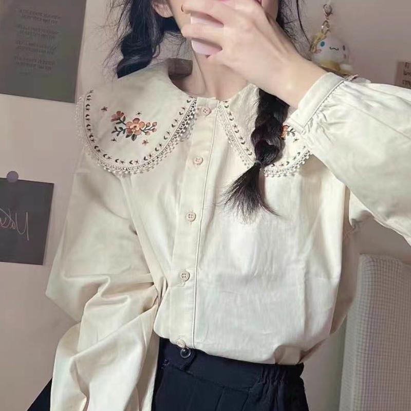 Sonbahar Kore Modası Tatlı Gömlekler Kadınlar Sevimli Stil Vintage Öğrenciler Saf Kızlar Harajuku Giysileri Yeni Tasarım Kawaii Şık Estetik Üstler