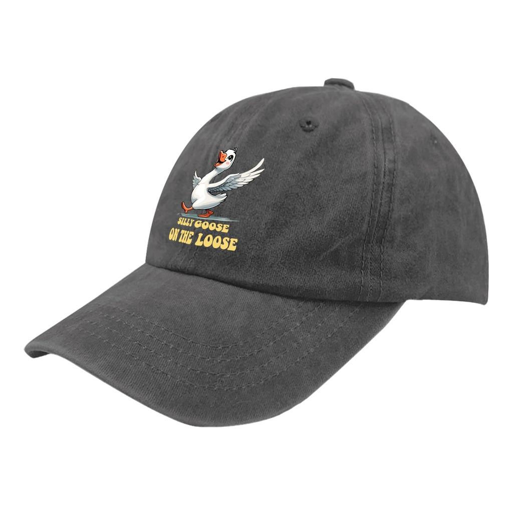 2026 Funny Goose Silly Goose On The Loose Trucker Hat Mens Cap Pigment Black Baseball Hat Gifts For Son Baseball Cap