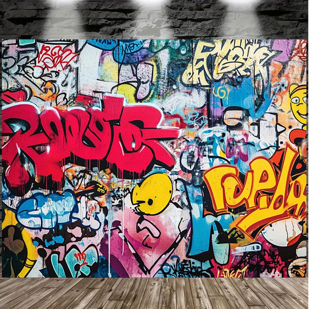 2D planar banners, 1 piece of colorful graffiti wallpaper background - filled with red, blue and yellow colors