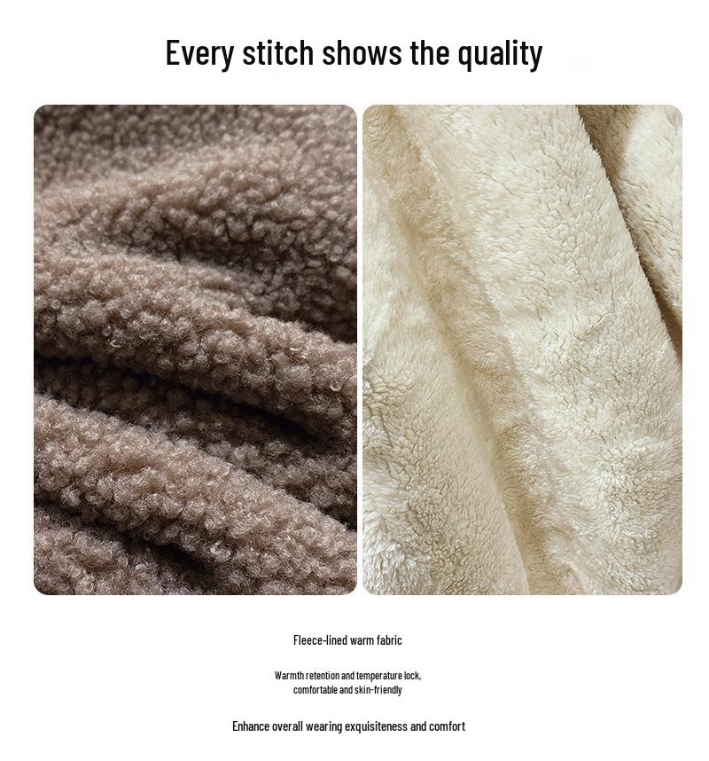 Unisex Fleece-Lined Lamb's Wool Jacket - Warm and Thick for Autumn/Winter