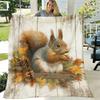 1pc Flannel Blanket, Autumn Squirrel Acorn Maple Leaf Printed Blanket, Warm And Comfortable Soft Blanket, Suitable for Sofa Bed Sofa Car Office Campin