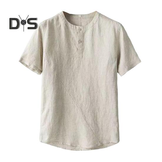 Muži Letní Košile Stojánek Límec Tenký Volný Krátké Rukávy Jednobarevné Tričko se zapínáním na knoflíky Střední délka Denní tričko pro školní kancelář Outdoor