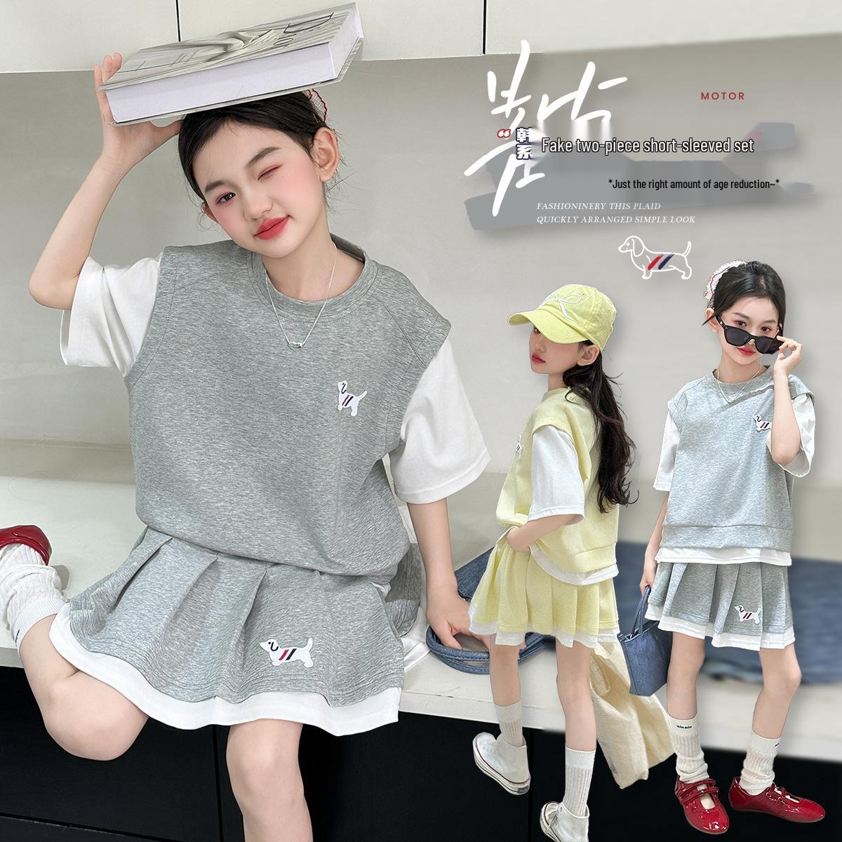 

Summer 2025 Girls Korean Style Two-Piece JK Set 120 cm