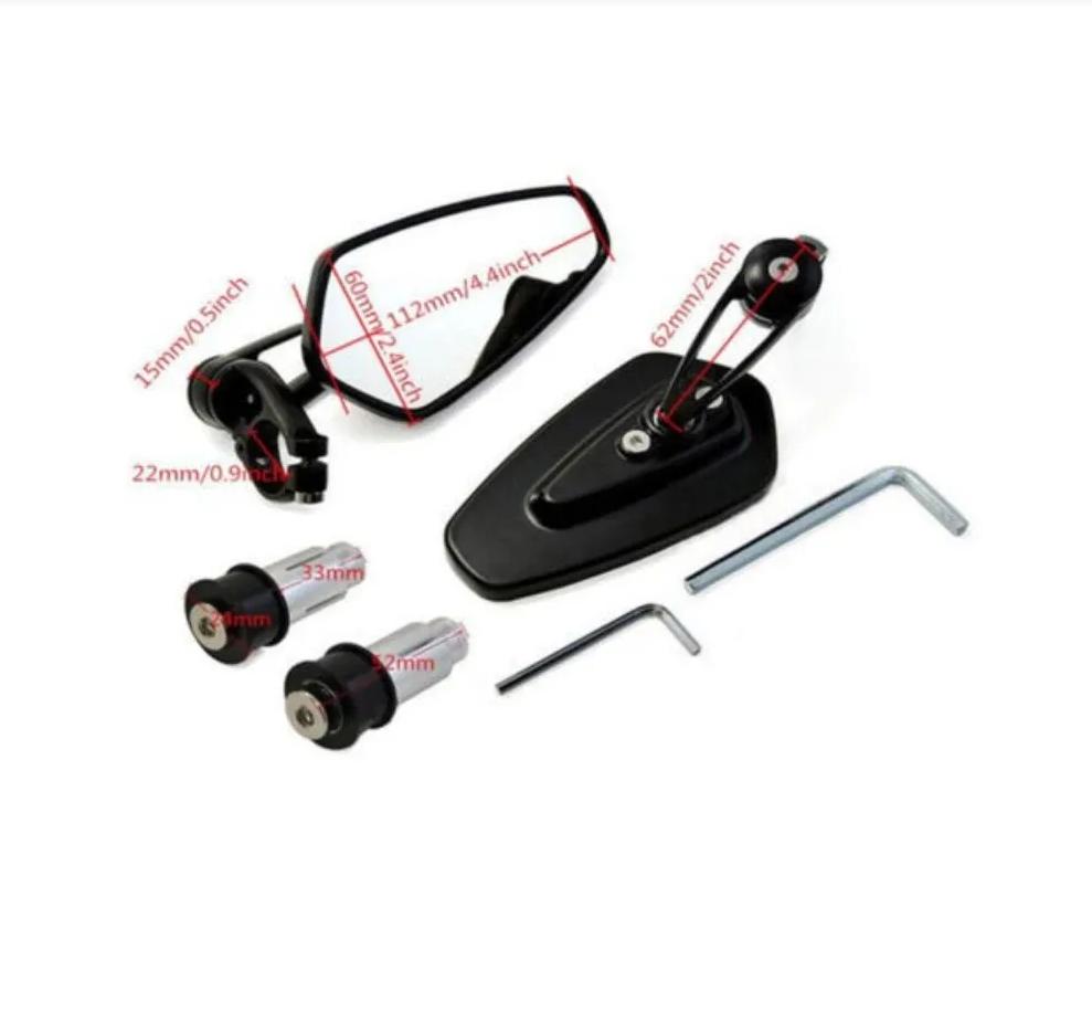 1 Pair Universal Motorcycle Aluminum Mirrors Handle Bar End for YAMAHA FZ6S FZ6N FZ6R YBR 125 MT-03 MT-25 FAZER600,2pcs.