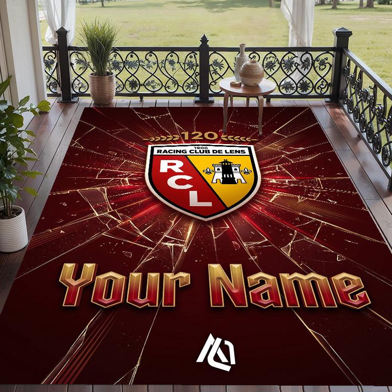 Custom Text Printed Rug Racing Club De Lens Non Slip Floor Carpet For Home Room Decor