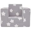 Children's Sofa, Fold-out, Grey with Stars, Soft Plush