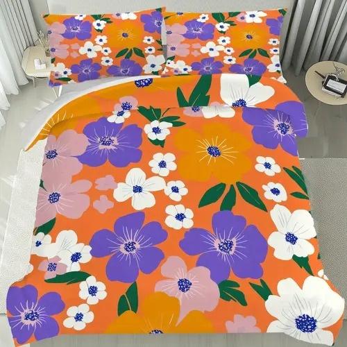 Bright Colorful Floral Pattern Duvet Cover Queen Size Colorful Floral Bedding Set For Home Decor Room Decoration 3 Piece Set