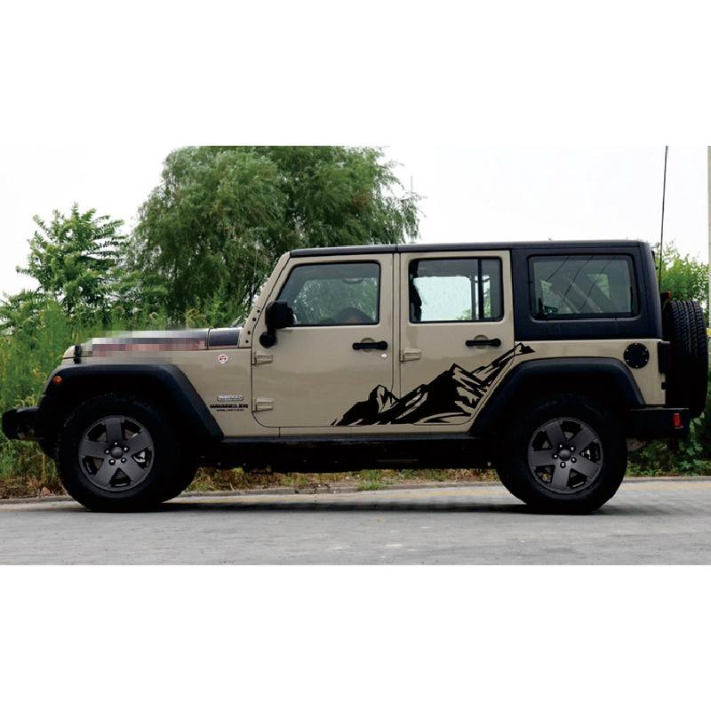 2Pcs Graphic Snow Mountain Car Sticker Auto Side Skirt Decal For Jeep Wrangler