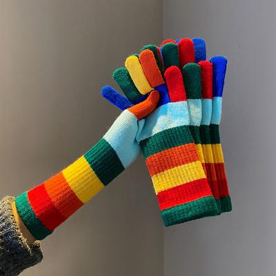 Autumn Gloves Plus Fleece Men'S And Women'S Fashion Jacquard Reverse Stitch Pineapple Winter Warm Glove Knitted Fingerless Glove