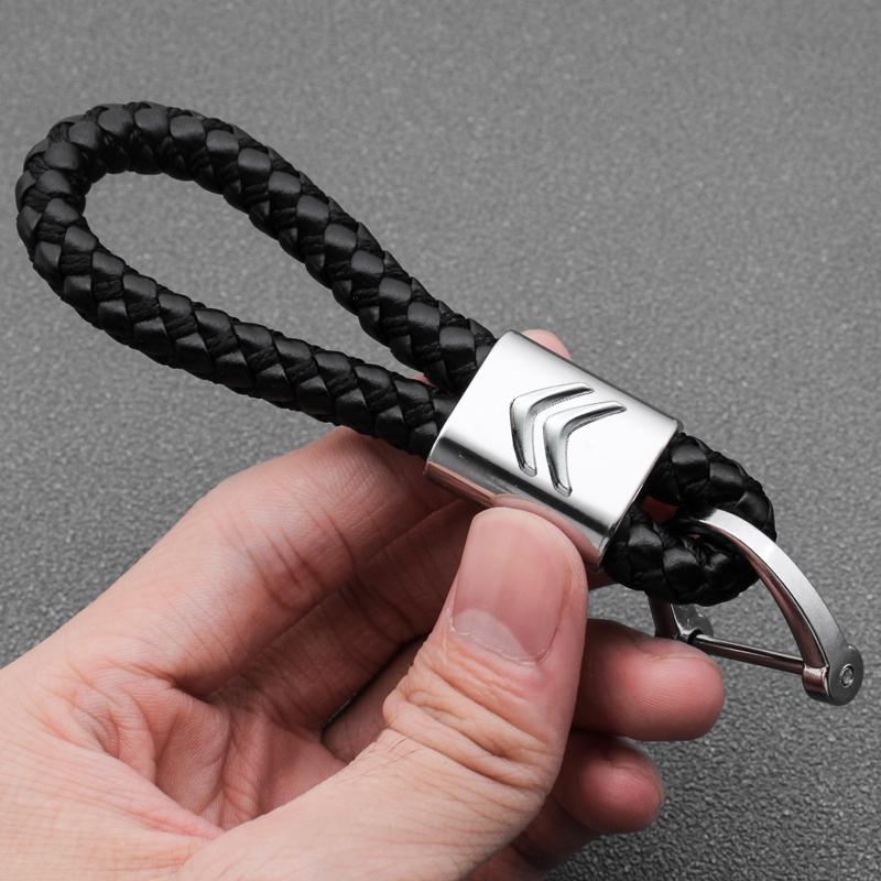 Hand-Woven Key Ring Leather Car KeyChain Rope For Citroen C1 C3 C4 C5 C4L C6 C8 VTS Picasso Cactus DS3 DS4 DS5 Berlingo C-Elysee